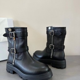 Женские кожаные ботинки Christian Dior D-Major черные с молнией 2025