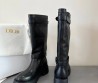 Женские кожаные сапоги Christian Dior D-Major черные с молнией 2025