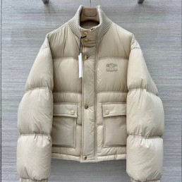 Женский пуховик Celine с логотипом светло-бежевый 2025