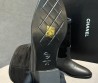Женские комбинированные сапоги Chanel черные каблук 3 см 2025