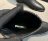 Женские комбинированные сапоги Chanel черные каблук 3 см 2025