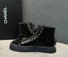 Женские кожаные кеды Chanel черные лакированные 2025