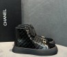 Женские кожаные кеды Chanel черные лакированные 2025