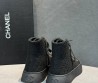 Женские текстильные кеды Chanel черные с лакированным носом 2025