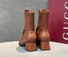 Женские кожаные сапоги Gucci коричневые каблук 5 см 2025