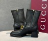 Женские кожаные сапоги Gucci черные каблук 5 см 2025