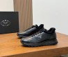Мужские кожаные кроссовки Prada черные на меху 2025