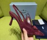 Женские замшевые туфли Prada бордовые каблук 7,5 см 2025