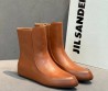 Женские кожаные ботинки Jil Sander коричневые на молнии 2025
