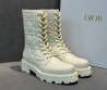 Женские кожаные ботинки Christian Dior белые с молнией сзади 2025