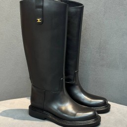 Женские кожаные сапоги Celine черные 2025