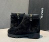 Женские меховые ботильоны Chanel черные 2025