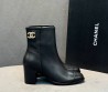 Женские кожаные ботильоны Chanel черные каблук 7 см 2025