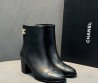 Женские кожаные ботильоны Chanel черные каблук 7 см 2025