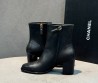 Женские кожаные ботильоны Chanel черные каблук 7 см 2025
