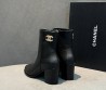 Женские кожаные ботильоны Chanel черные каблук 7 см 2025
