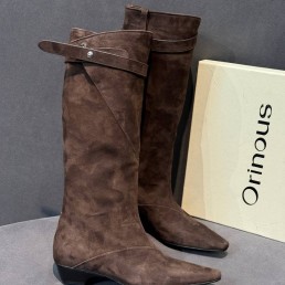 Женские замшевые сапоги Orinous коричневые 2025
