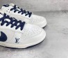 Мужские кожаные кроссовки Louis Vuitton & Nike белые с синими замшевыми элементами 2025