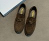 Женские замшевые лоферы Prada темно-коричневые 2025