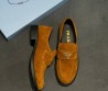 Женские замшевые лоферы Prada рыже-коричневые 2025