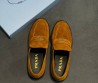 Женские замшевые лоферы Prada рыже-коричневые 2025