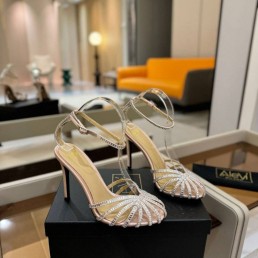 Женские кожаные туфли Alevi Milano розовые в стразах каблук 10,5 см 2025