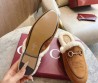 Женские замшевые мюли на овчине Gucci коричневые 2025