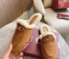Женские замшевые мюли на овчине Gucci коричневые 2025