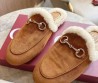 Женские замшевые мюли на овчине Gucci коричневые 2025
