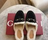 Женские замшевые мюли на овчине Gucci черные 2025