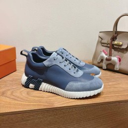 Мужские комбинированные кроссовки Hermes голубые 2025