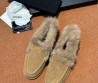 Женские замшевые лоферы Chanel коричневые на меху 2025