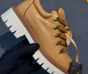 Женские кожаные ботинки Louis Vuitton коричневые с широкими шнурками 2025