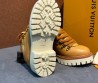 Женские кожаные ботинки Louis Vuitton коричневые с широкими шнурками 2025