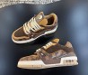Мужские комбинированные кроссовки Louis Vuitton Trainer коричневые 2025
