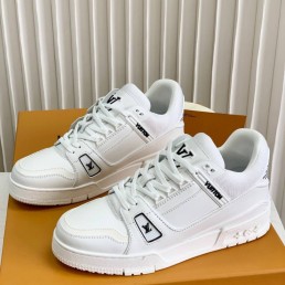 Мужские кожаные кроссовки Louis Vuitton Trainer белые 2025