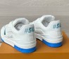 Мужские кожаные кроссовки Louis Vuitton Trainer белые с синей подошвой 2025