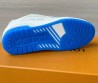 Мужские кожаные кроссовки Louis Vuitton Trainer белые с синей подошвой 2025