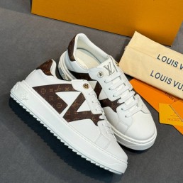 Мужские кожаные кроссовки Louis Vuitton белые с коричневым 2025