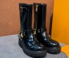 Женские кожаные сапоги Louis Vuitton & Timberland черные лакированные 2025