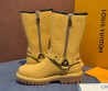 Женские кожаные сапоги Louis Vuitton & Timberland бежевые матовые 2025