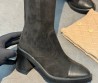 Женские замшевые сапоги Chanel черные с вязаными съемными гетрами каблук 7 см 2025