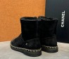 Женские замшевые ботинки Chanel черные на меху 2025