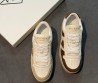 Женские комбинированные кроссовки Prada белые с коричневым на платформе 2026