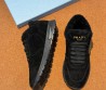 Женские замшевые кроссовки Prada черные с мехом 2026