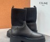 Женские кожаные ботинки Celine черные с трикотажной частью 2026