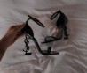 Женские кожаные босоножки Saint Laurent Opium черные лакированные каблук 11 см 2026