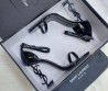 Женские кожаные босоножки Saint Laurent Opium черные лакированные каблук 11 см 2026