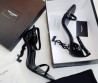 Женские кожаные босоножки Saint Laurent Opium черные лакированные каблук 11 см 2026