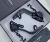 Женские кожаные босоножки Saint Laurent Opium черные каблук 11 см 2026